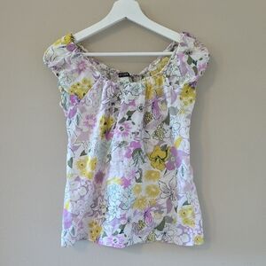 J. Crew Yellow and Pink Floral Blouse